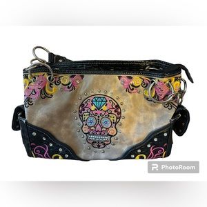 Faux Leather Sugar Skull Purse